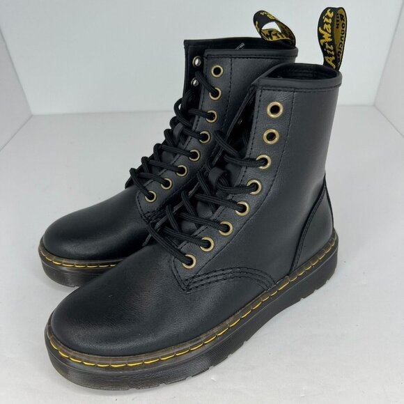 Dr. Martens Womens AW004 Black Zavala Leather Ankle Lace Up Size 5 Combat Boots - Picture 1 of 10